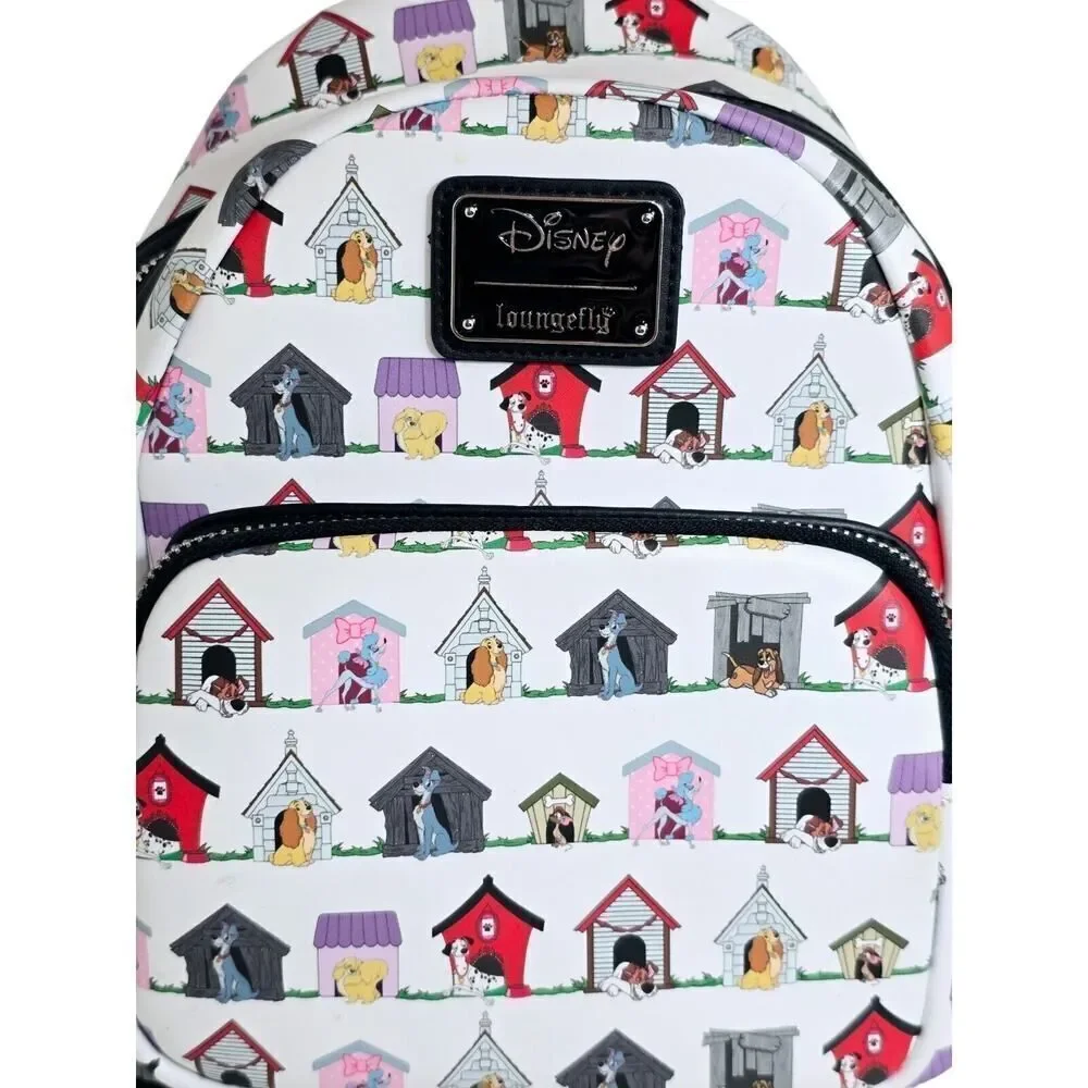Loungefly Disney Dogs Doghouse Allover Print Mini Backpack Dodger Lady Tramp EUC